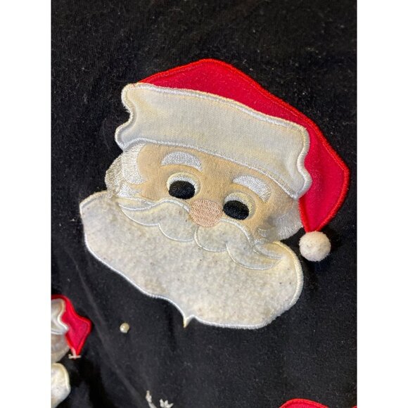 Bechamel Black Mock Neck Santa Embroidered Pullover Top Sz XL - Picture 4 of 8